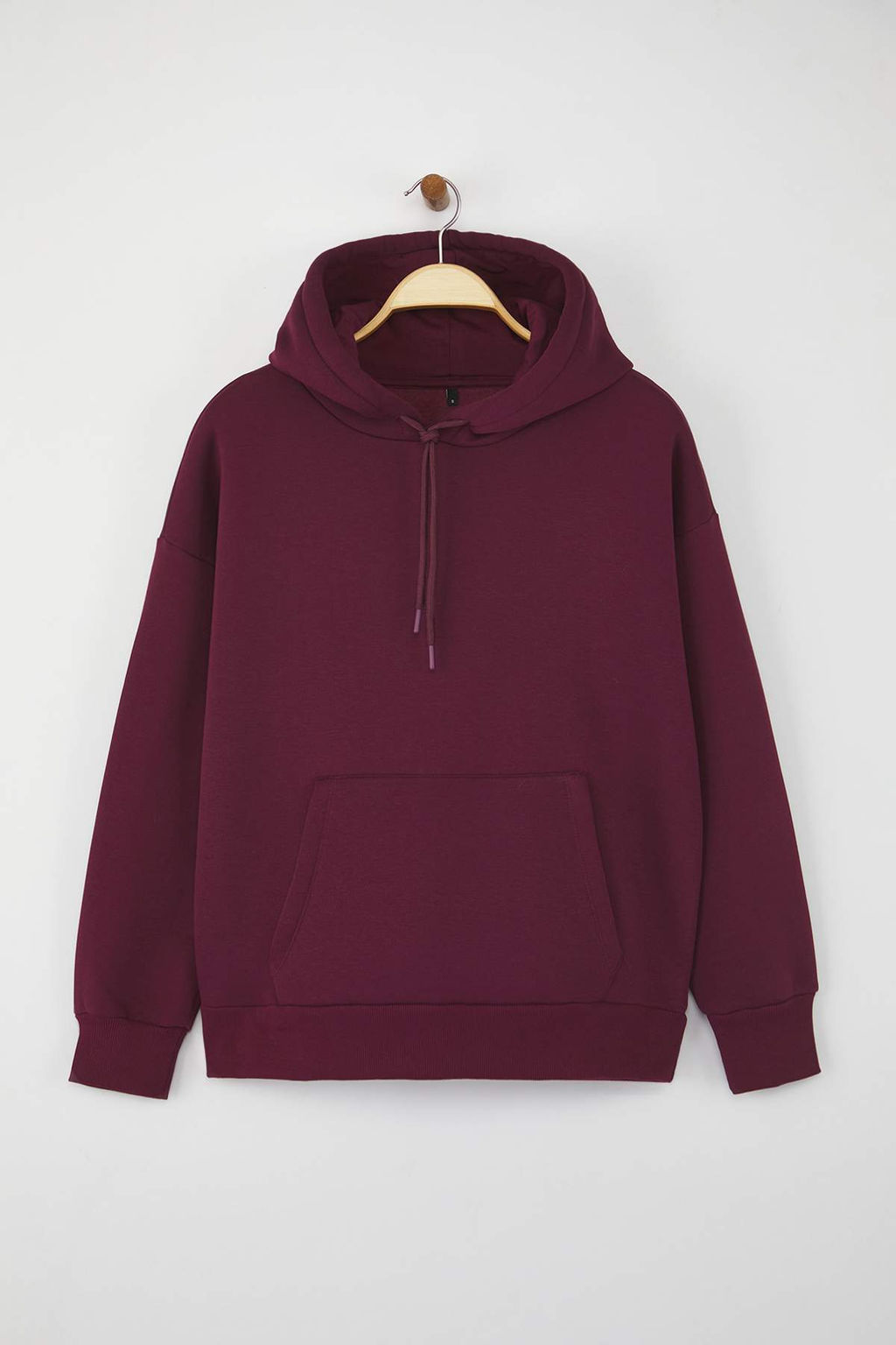 Murdum Kal?n Ici Polarl? Oversize/Genis Kal?p Kapusonlu Basic Orme Sweatshirt TWOAW24SW00103