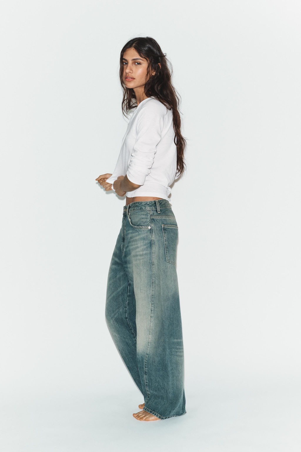 JEANS TRF BAGGY BALLOON TIRO MEDIO / Azul lavado - Zara фото 11