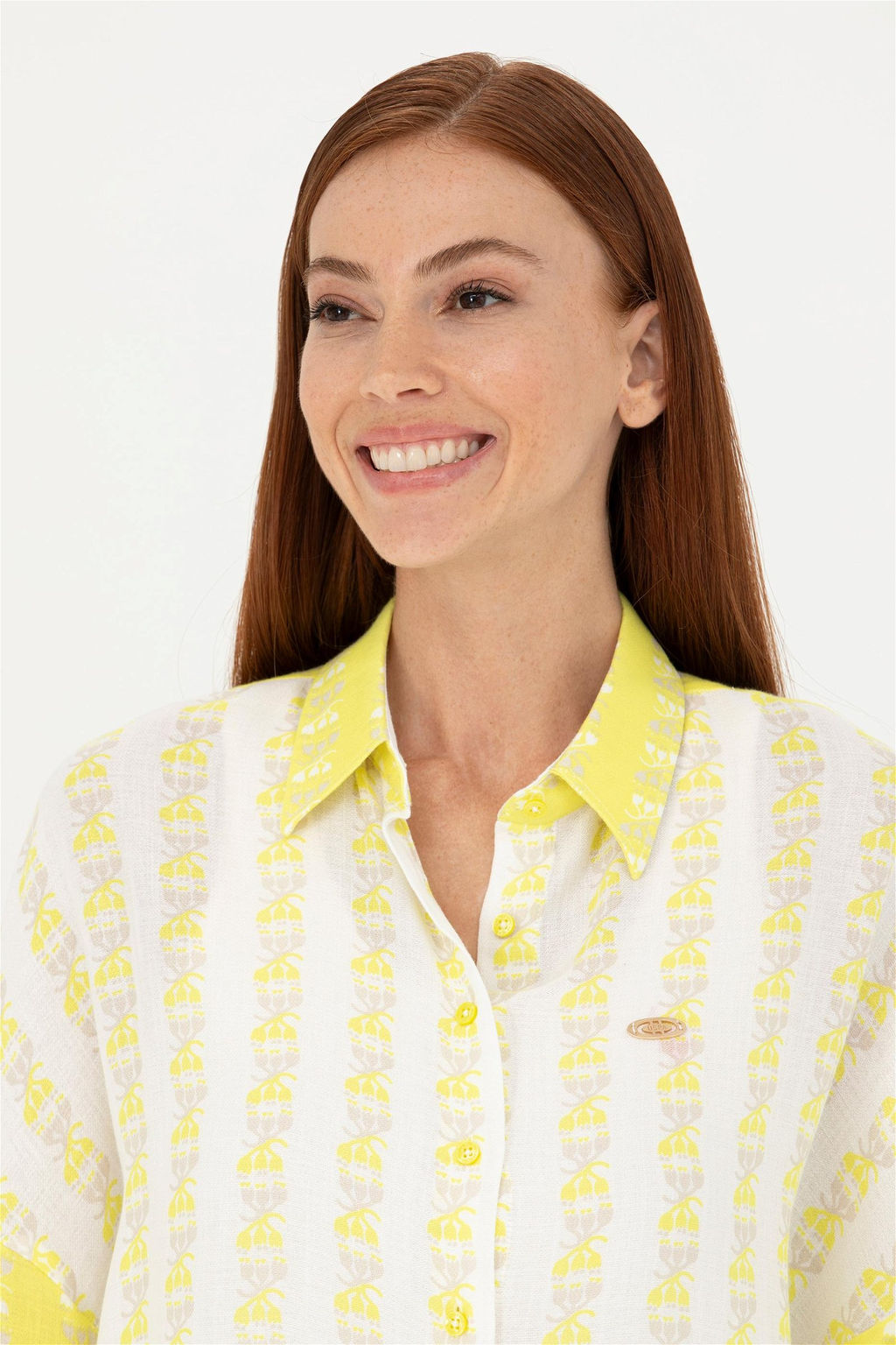 Женская неоново-желтая рубашка с длинным рукавом - U.s. polo assn фото 9