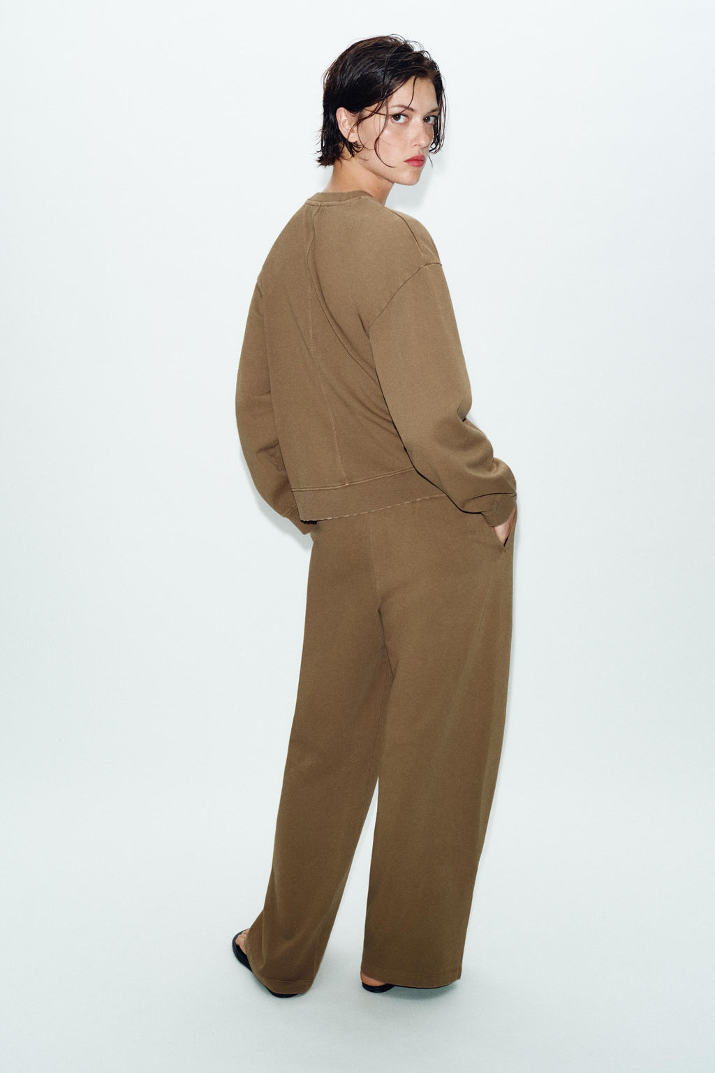 PANTAL?N ANCHO EFECTO LAVADO / Topo - Zara фото 3