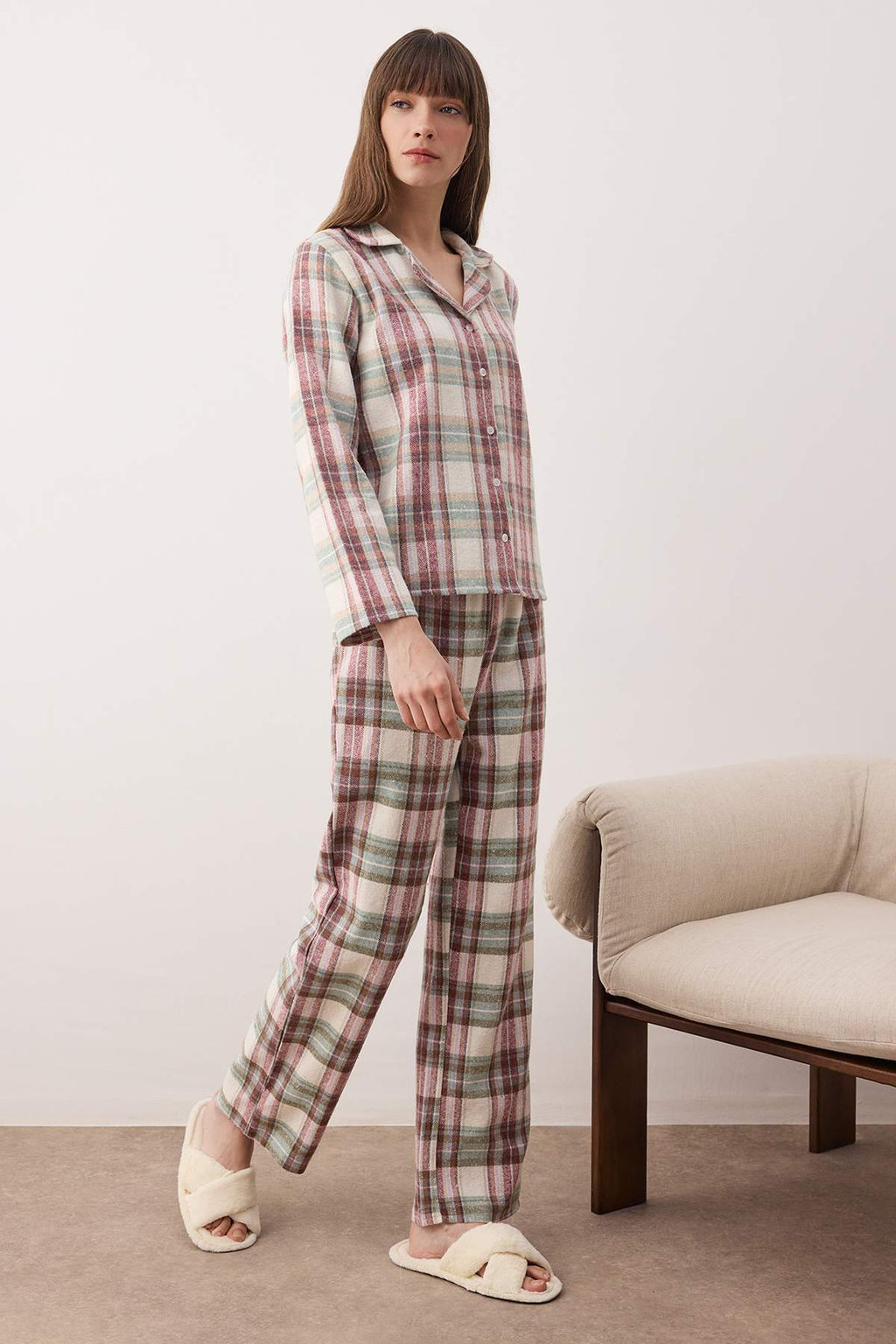 Cok Renkli Ekose / Kareli K?sl?k Kal?n Flanel Dokuma Pijama Tak?m? THMAW26PT00175 - Trendyolmilla фото 13