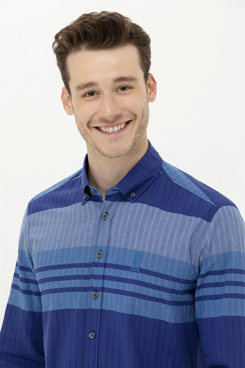 Мужская синяя рубашка с длинным рукавом - U.s. polo assn фото 3
