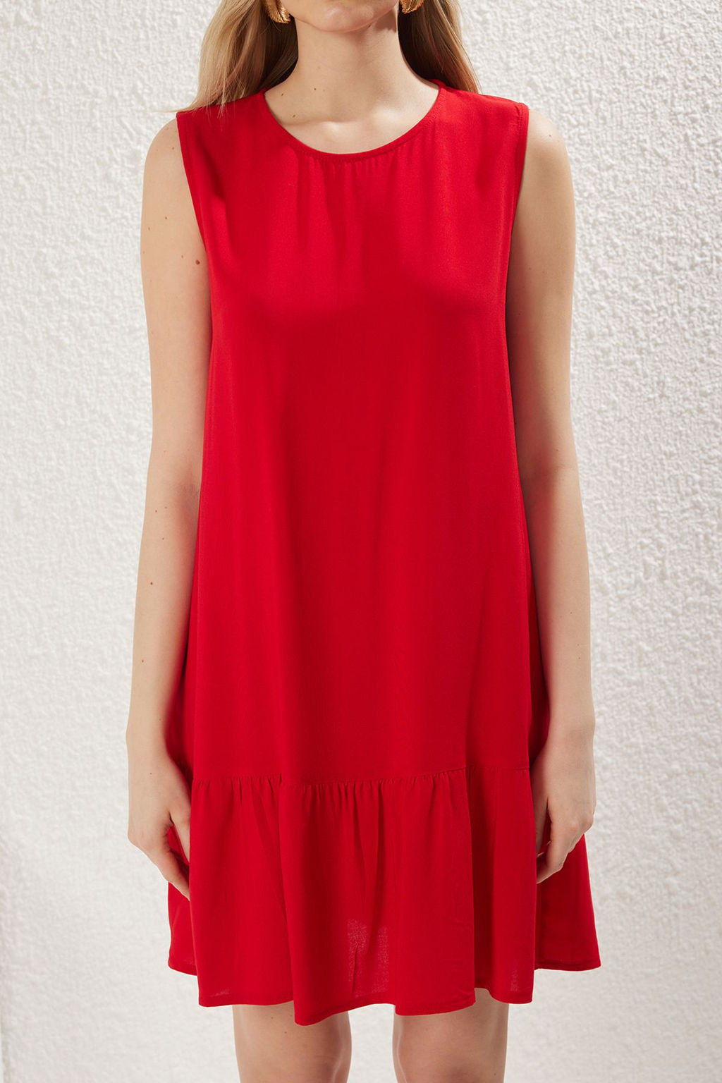 Lacivert Duz Genis Kesim Mini Dokuma Elbise TWOSS25EL00546 - Trendyolmilla фото 12