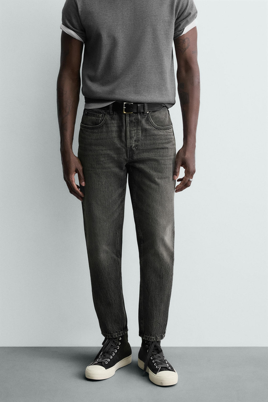 JEANS SLIM CROPPED FIT / Gris - Zara фото 2