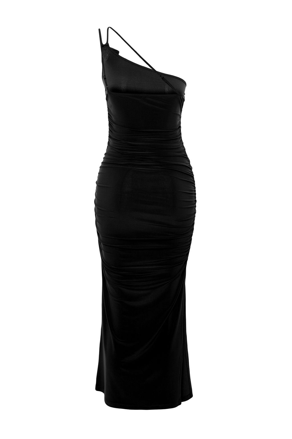 TRENDYOLMILLA Mor Aksesuar Gul Detayl? Buzgulu Bodycone/Vucuda Oturan Esnek Orme Midi Kalem Elbise TWOSS24EL00413