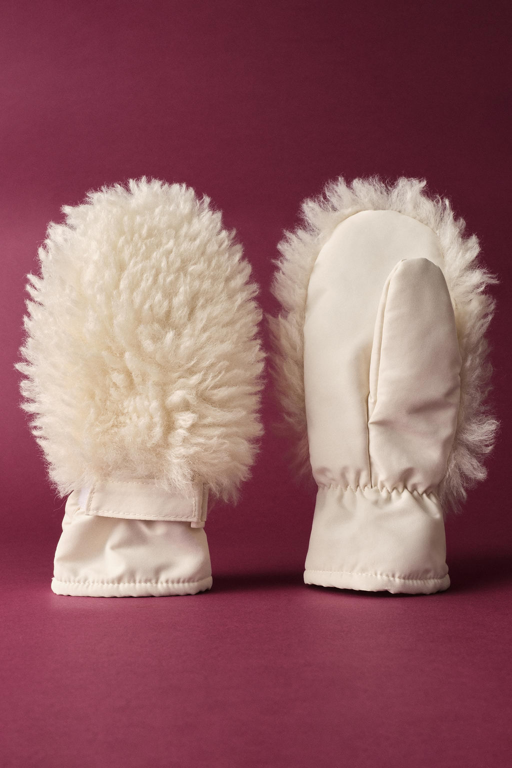 FAUX CURLY SHEEPSKIN MITTENS - SKI COLLECTION