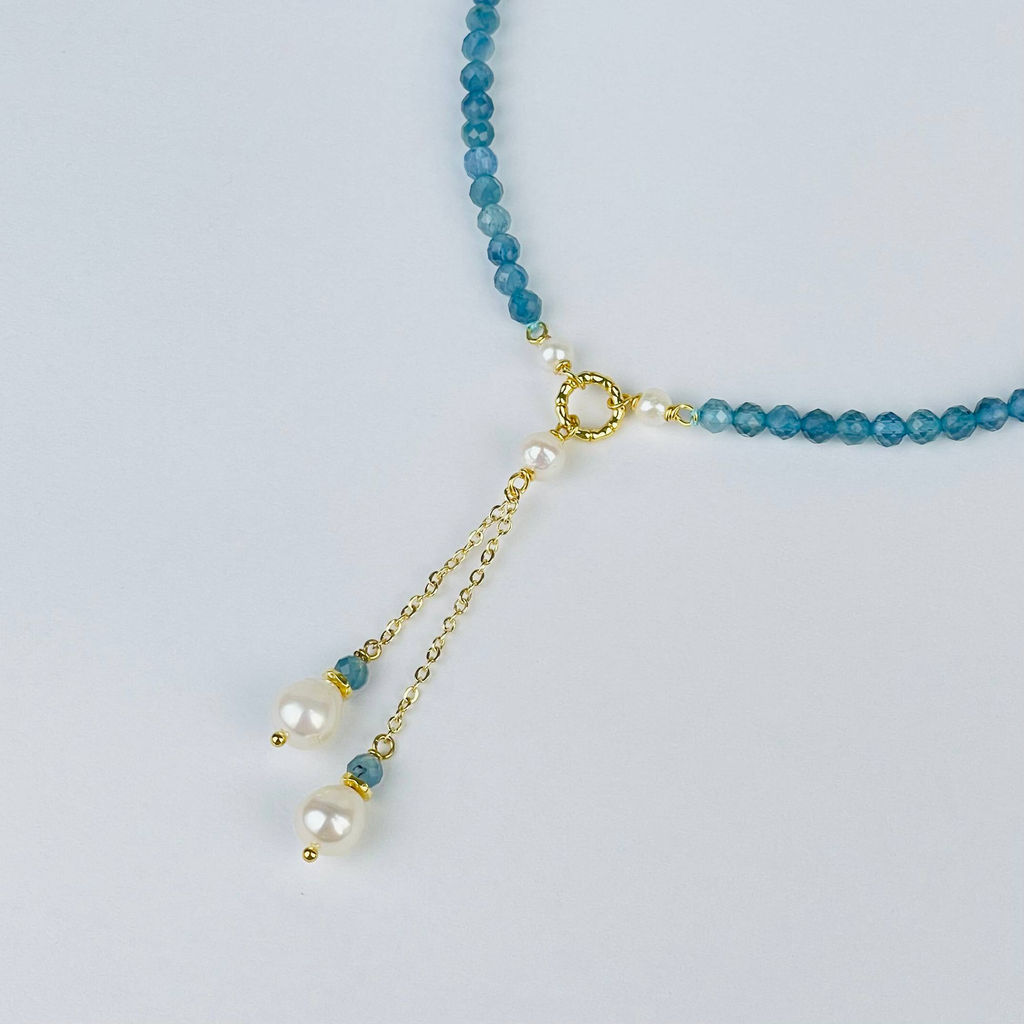 Колье из Аквамарина и Жемчуга 42 см +