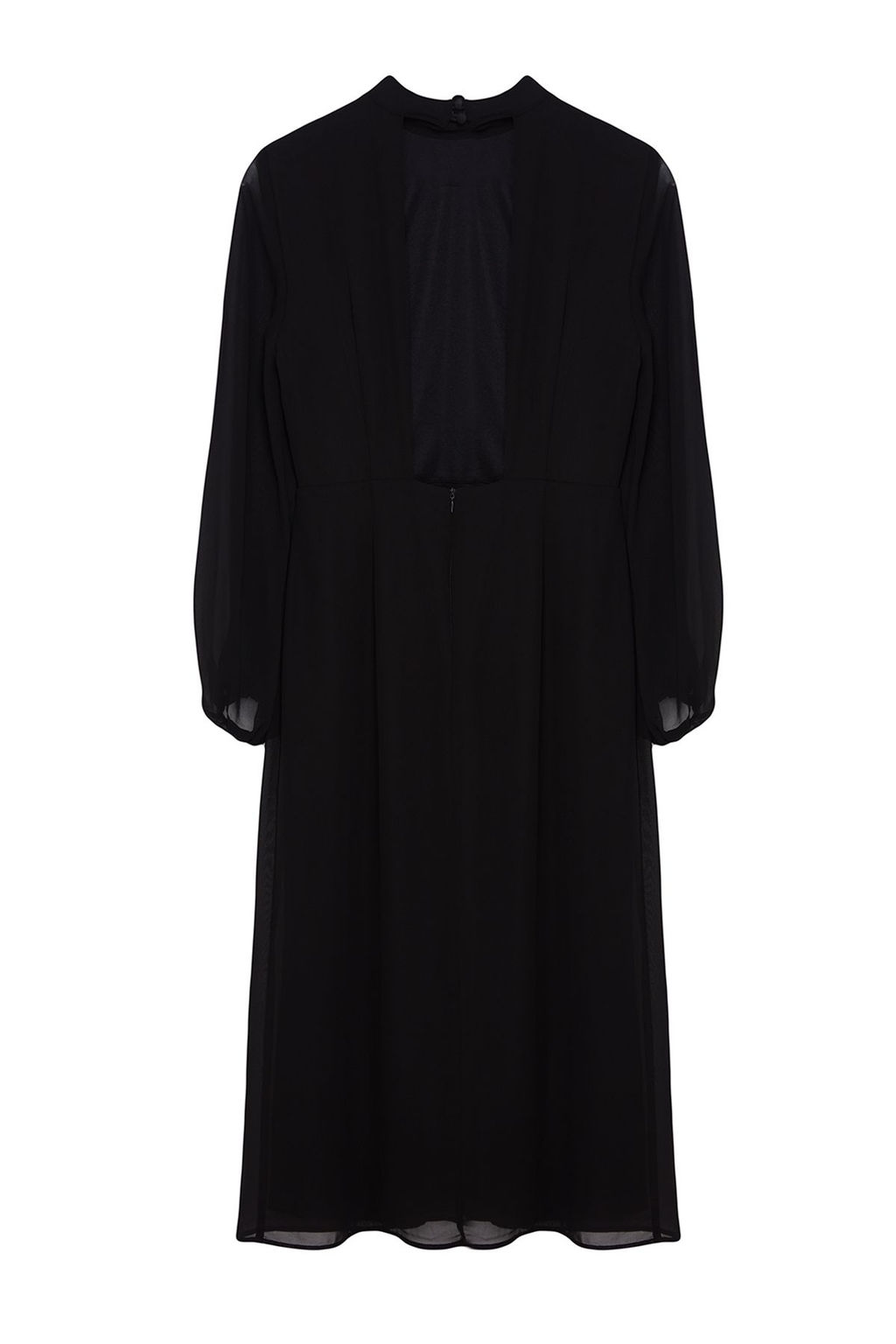 Siyah A Kesim S?rt Detayl? Astarl? Midi Sifon Dokuma K?sl?k Elbise TWOAW25EL00172 - Trendyolmilla фото 7