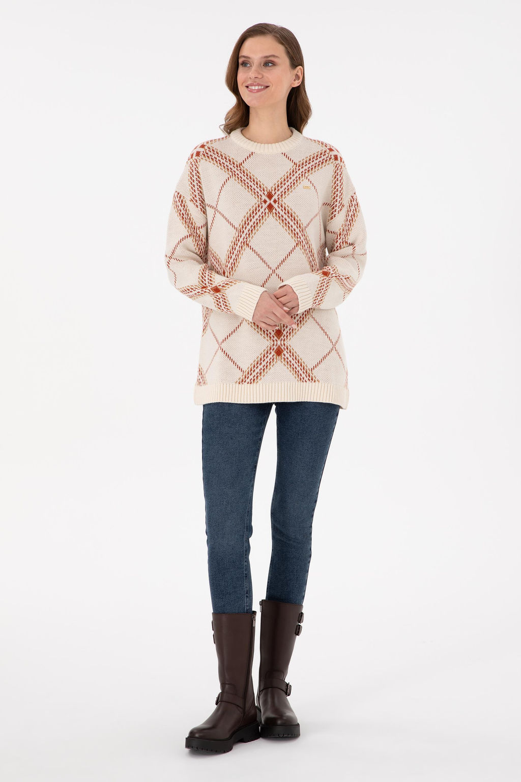 Женский кремовый меланжевый свитер Дополнительная скидка 11% в корзине - U.s. polo assn фото 4