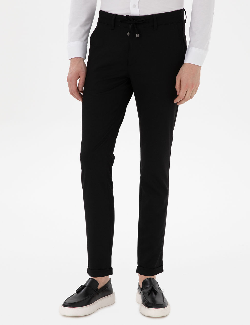 Siyah Slim Fit Ba_c_kl_ Kanvas Pantolon