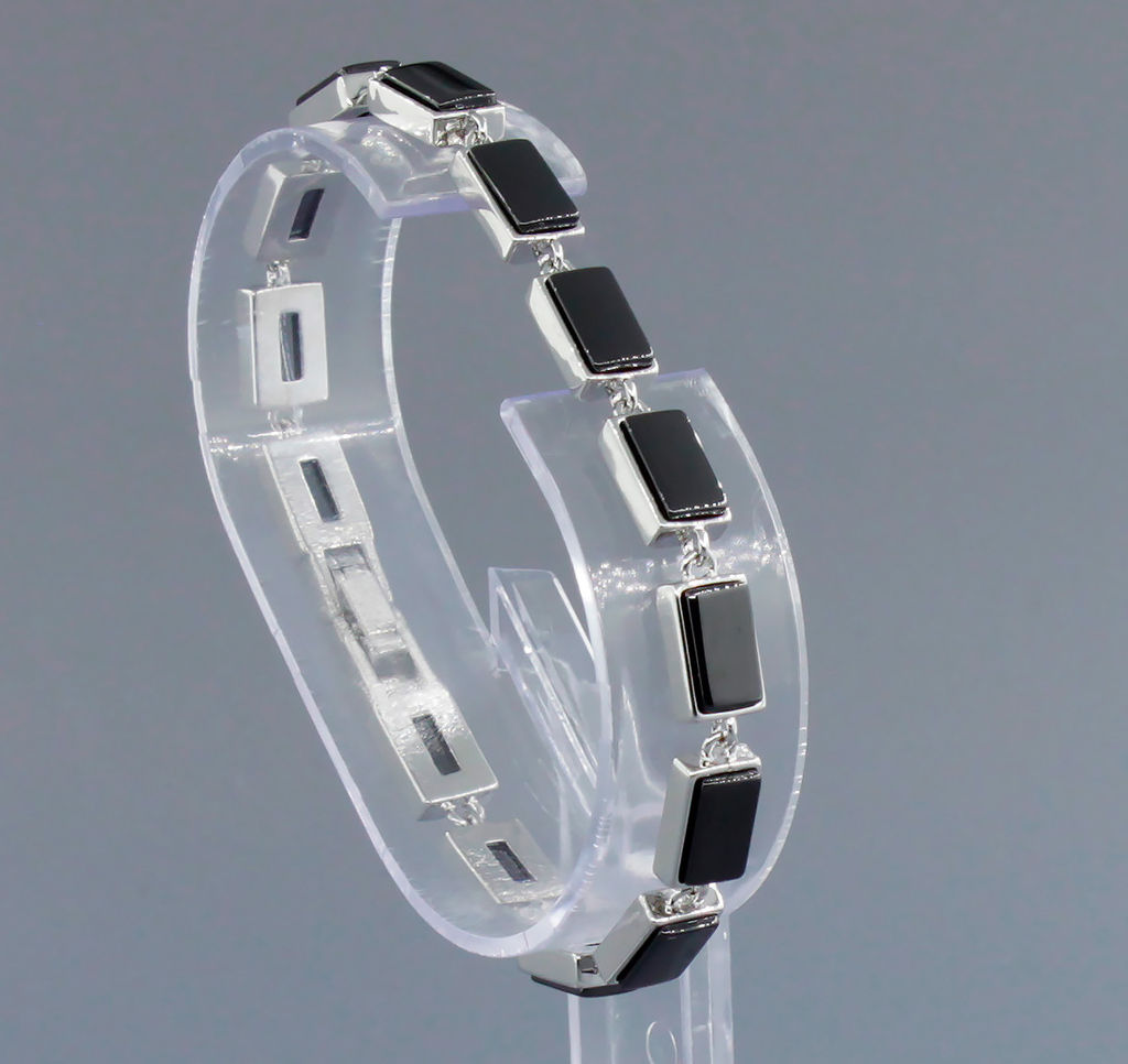 Браслет Канти из черной керамики покрытие светлый металл - Agat77 фото 2