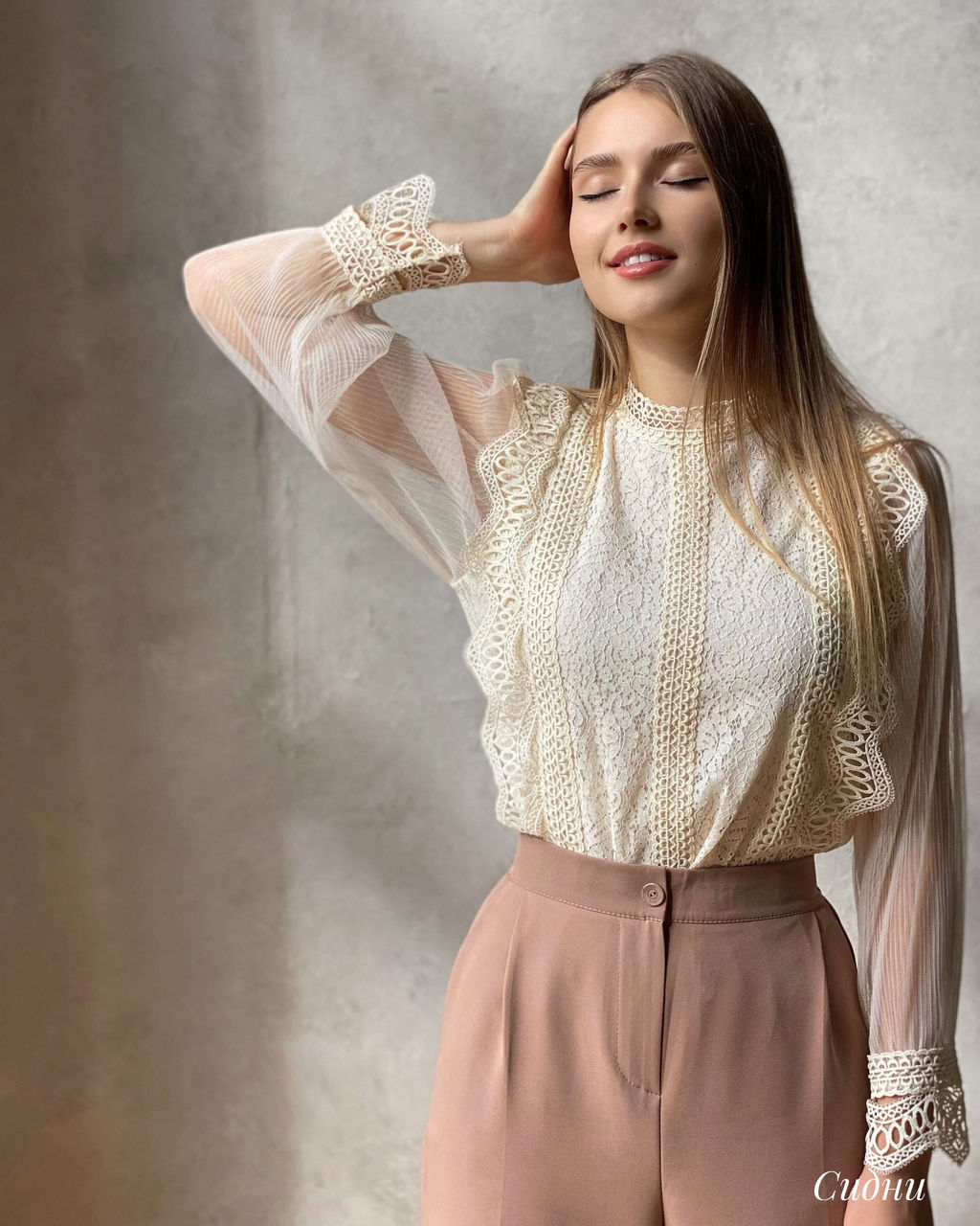 Блузка Сидни (пудровый) - Nadi bordo фото 40