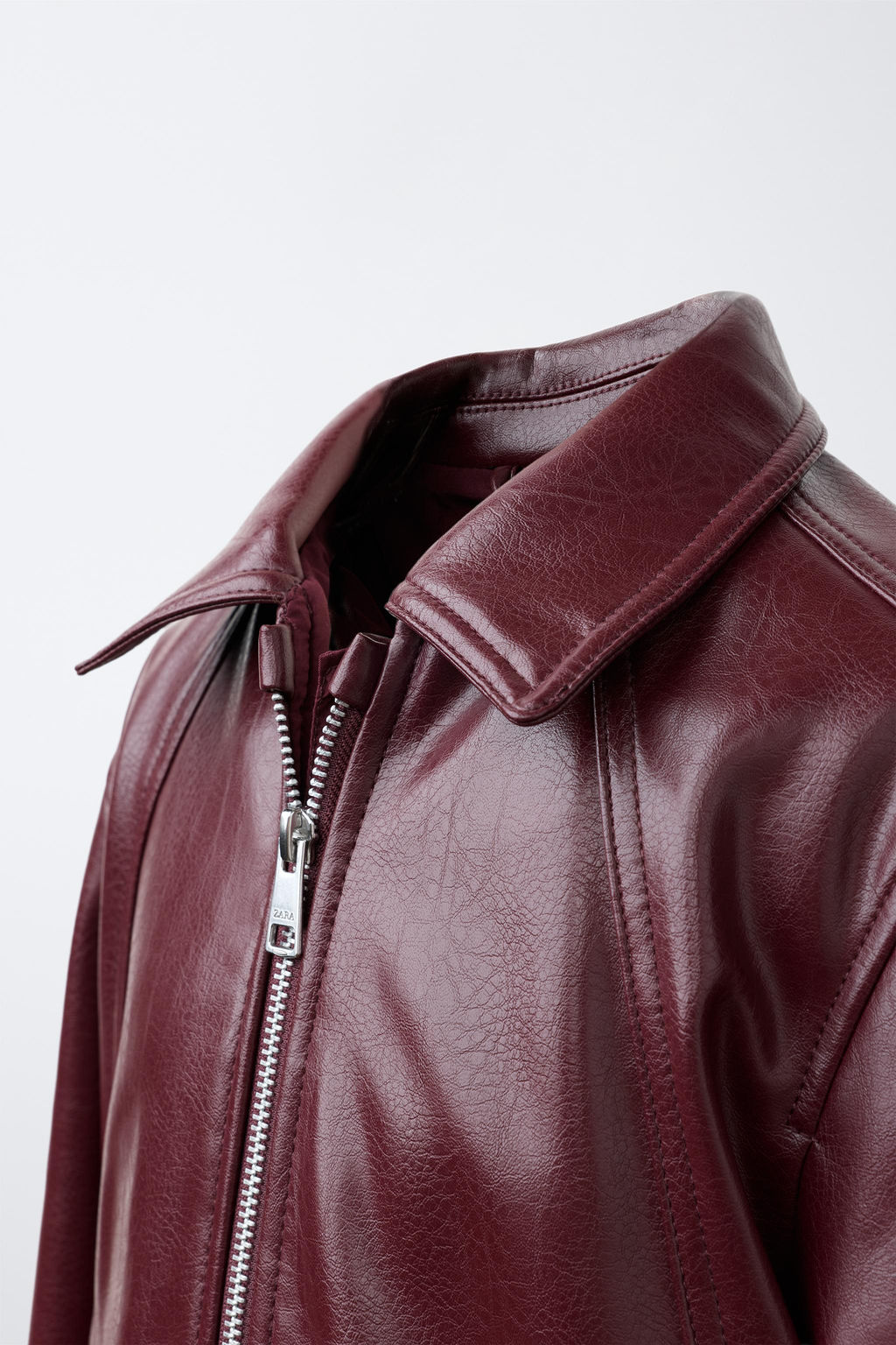 CAZADORA BOMBER EFECTO PIEL / Burgundy - Zara фото 6