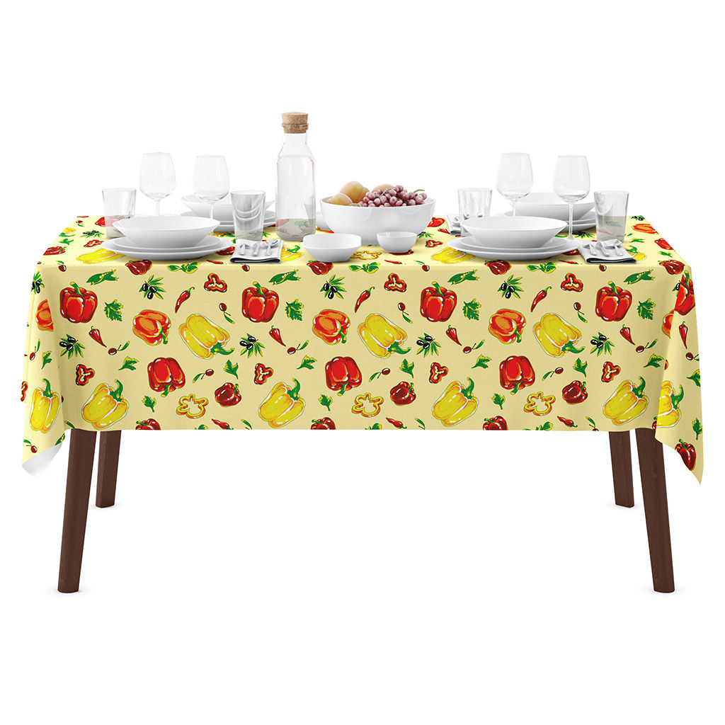 Скатерть 120х145см Перцы, вид 1, длина стола до 105см, на 4 персоны, рогожка (хлопок 100%) 171г/м2, упаковка классическая, пакет ПВХ 28х41см, Домашняя мода (Россия)  фото 6