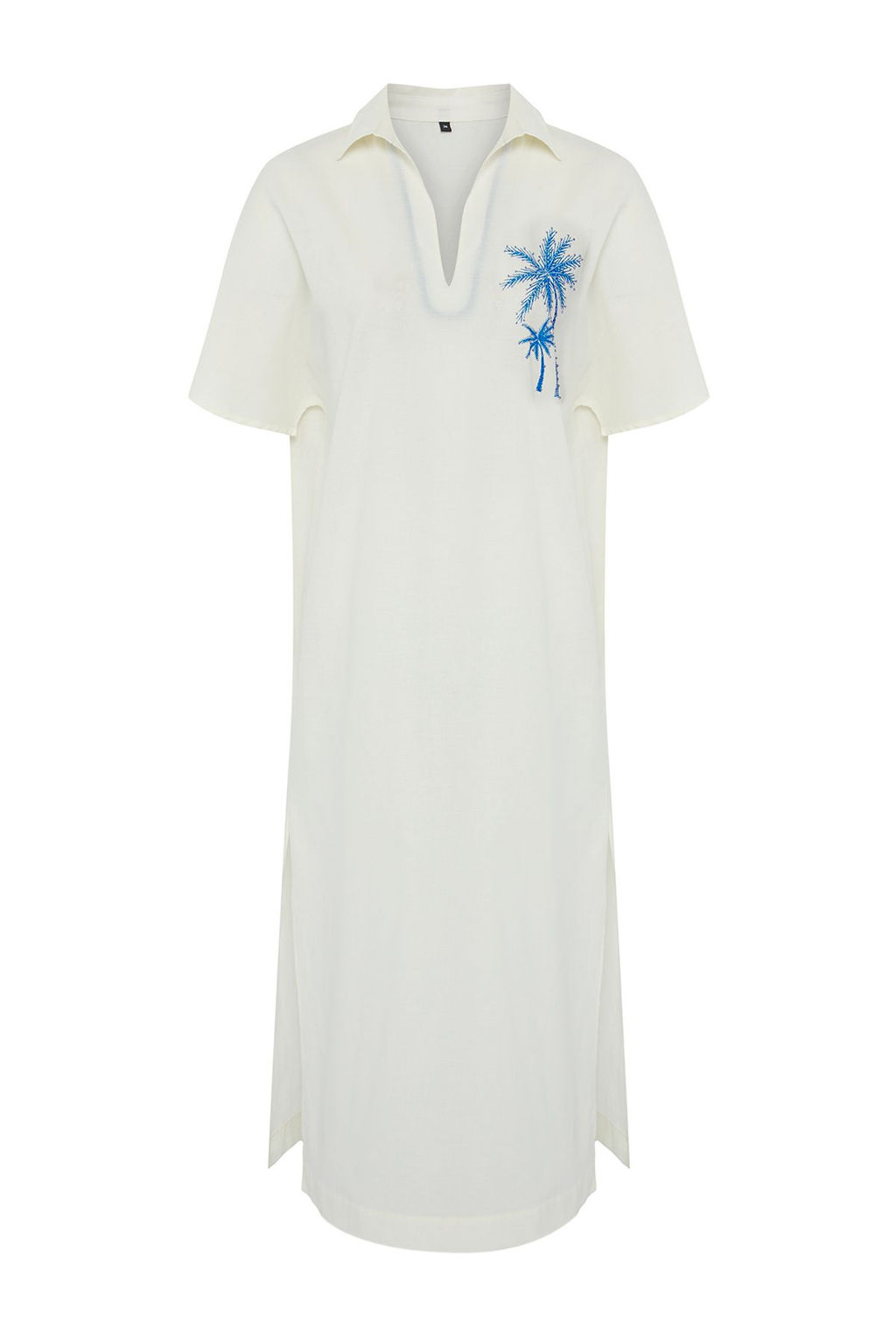 Trendyolmilla Fusya Maxi Dokuma %100 Pamuk Nak?sl? Plaj Elbisesi TBESS25EL00026  фото 16