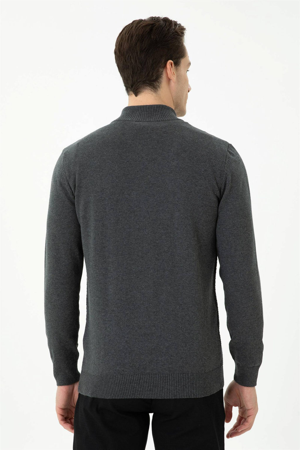 Мужской базовый трикотажный кардиган антрацитового меланжа - U.s. polo assn фото 5