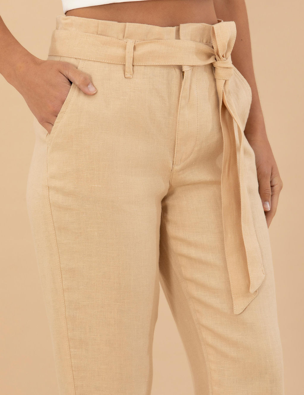 Bej Carrot Fit Keten Pantolon - Pierre cardin фото 5