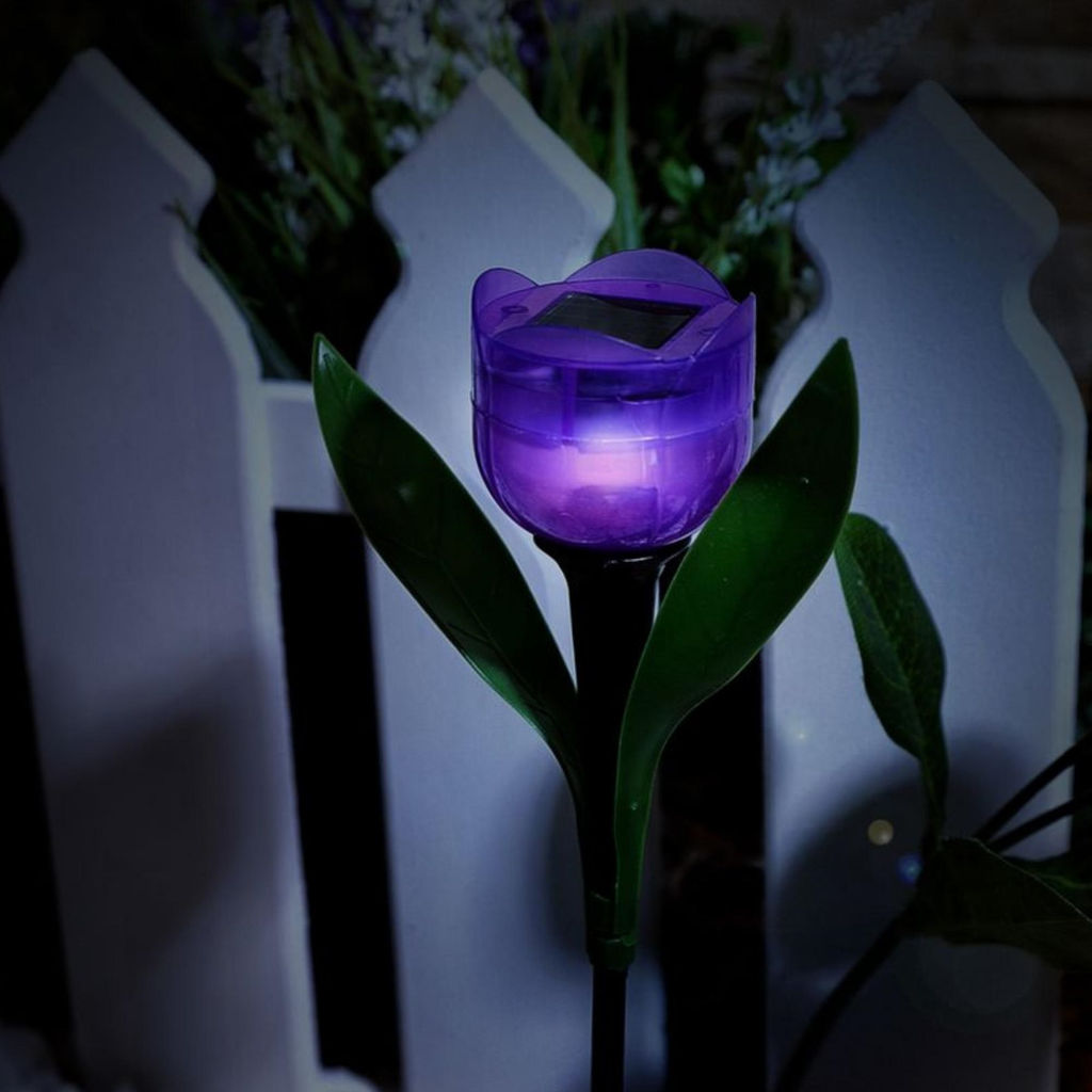 USL-C-453/PT305 PURPLE TULIP Садовый светильник на солнечной батарее Лиловый тюльпан. Белый свет. 1*LR аккумулятор в/к. IP44. TM Uniel. - Volpe фото 5