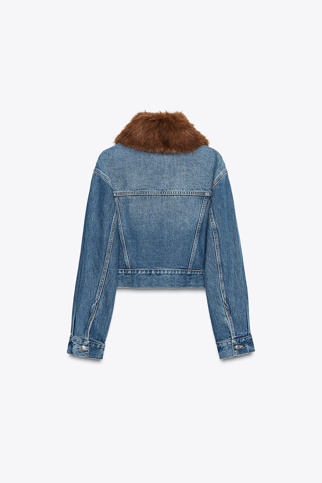 Z1975 FAUX FUR COLLAR SHORT DENIM JACKET - Zara фото 9