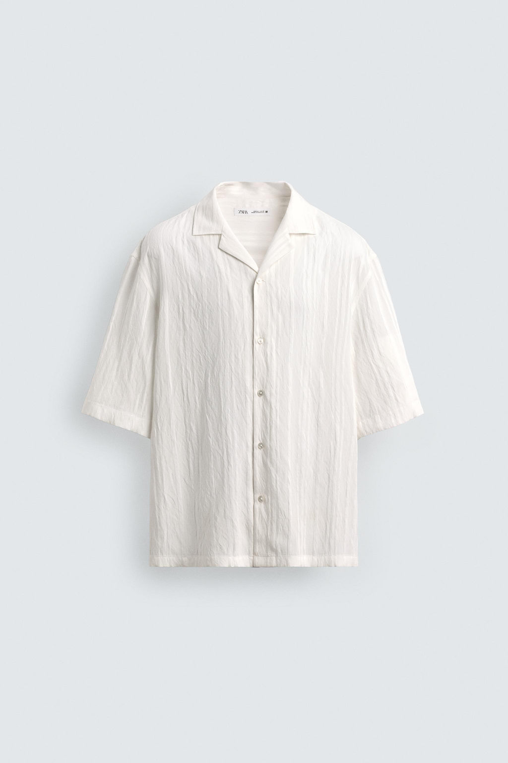 CAMISA JACQUARD RAYAS / Blanco - Zara фото 7