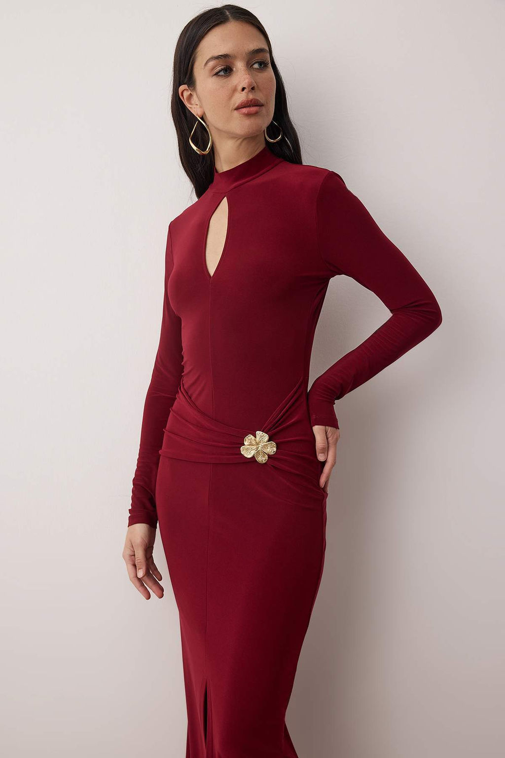 Bordo Aksesuar Detayl? Orme Maxi Astarl? Elbise TPRAW26EL00110