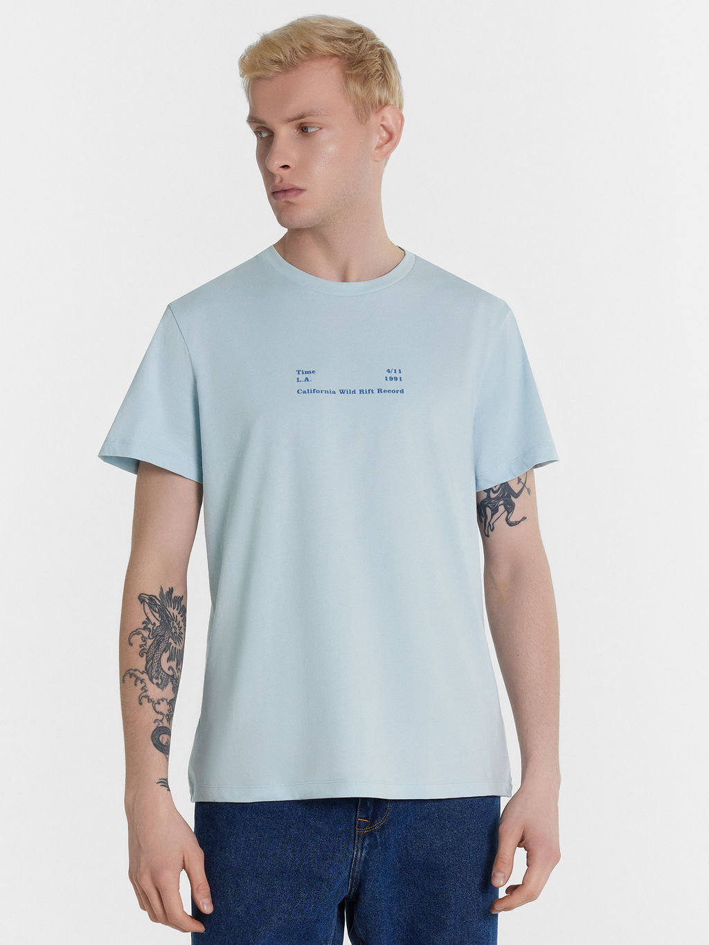 ФУТБОЛКА МУЖСКАЯ серо -голубой +печать 111773 - Mark formelle фото 2