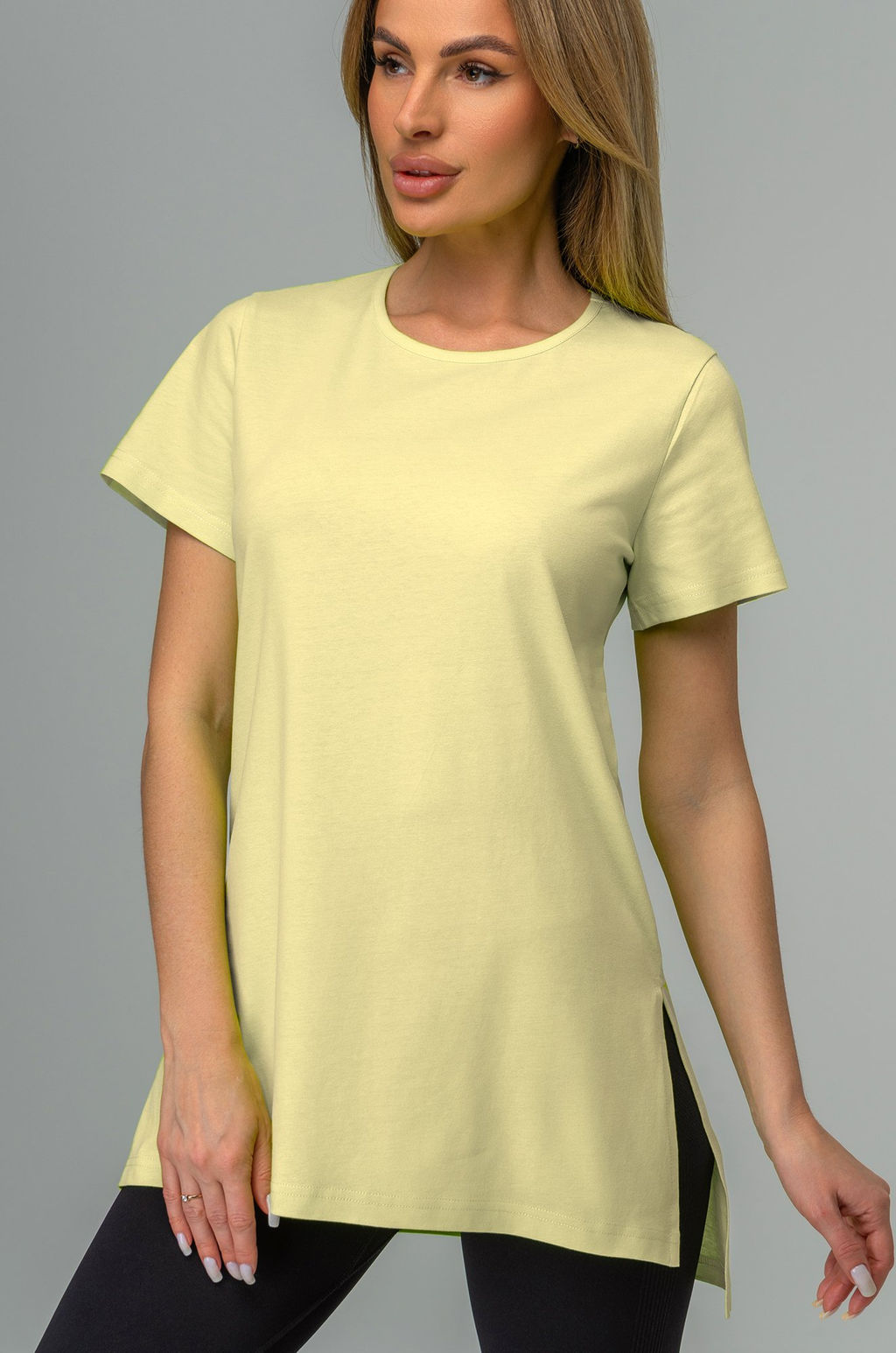 Женская удлиненная футболка с разрезами Happyfox