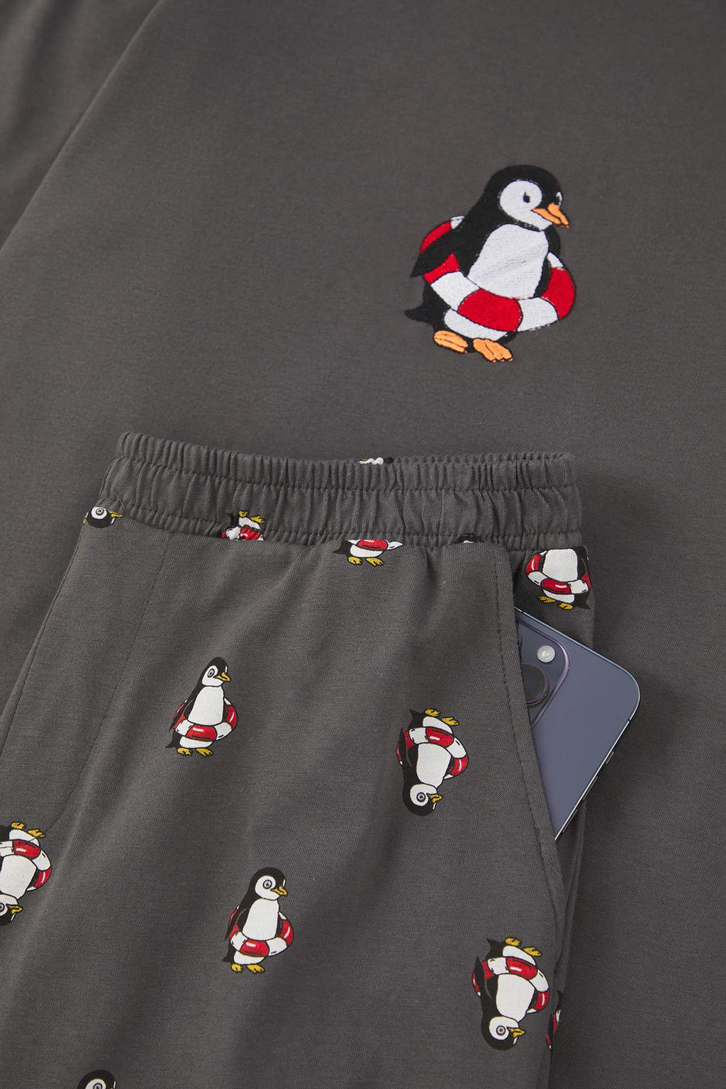 Antrasit Regular Penguen Nak?sl? Orme Pijama Tak?m? TMNAW23PT00157