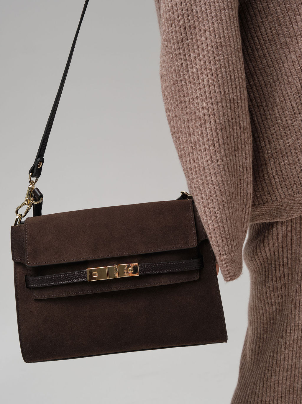 Замшевая сумка Rachel DBR 31361 черный каштан  фото 4