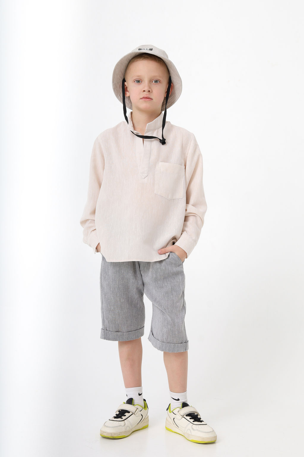 Рубашка в полоску Лен, черная - Inzibe фото 39