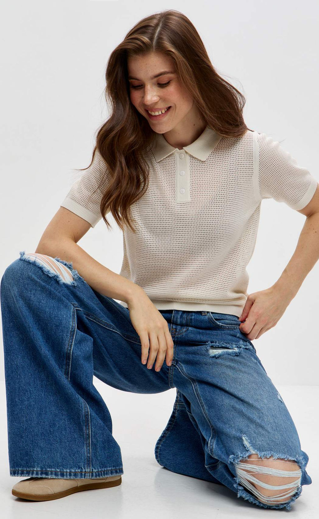 Джемпер Fine Joyce F612-1583 светло-бежевый хлопок фото 3