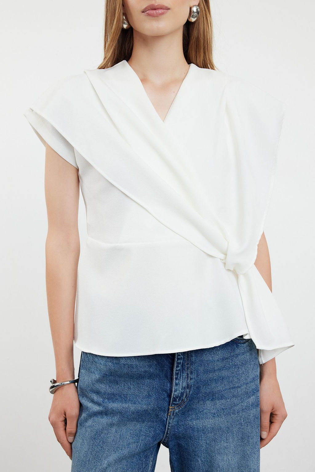 Ekru Dugum Detayl? Dokuma Bluz TWOAW25BZ00046