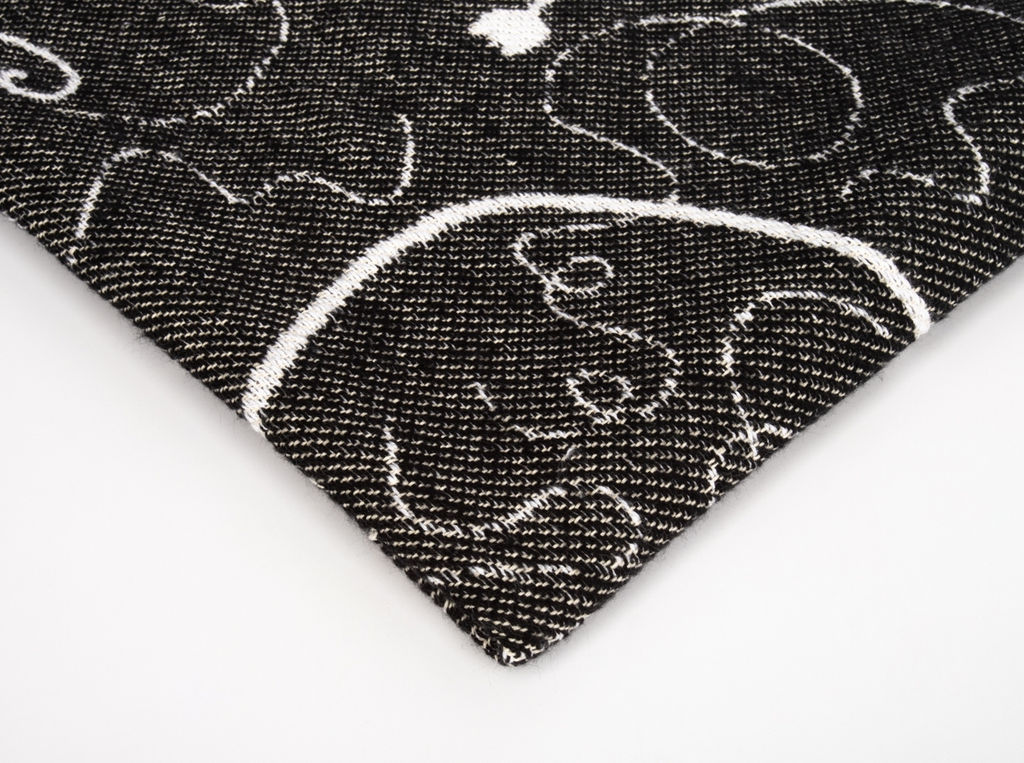 Плед хлопковый 170*200 жаккард "Кошки" цв. 9 черн. с белым