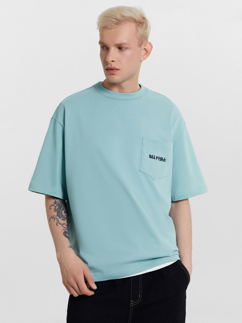 Футболка мужская голубая с вышивкой all right - Mark formelle фото 6