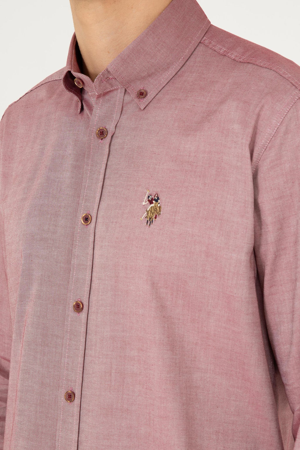 Мужская бордово-красная базовая рубашка с длинным рукавом Неожиданная скидка в корзине - U.s. polo assn фото 7