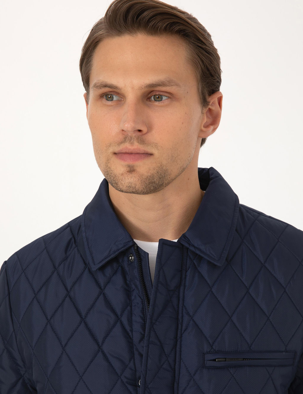 Lacivert G_mlek Yaka Mont