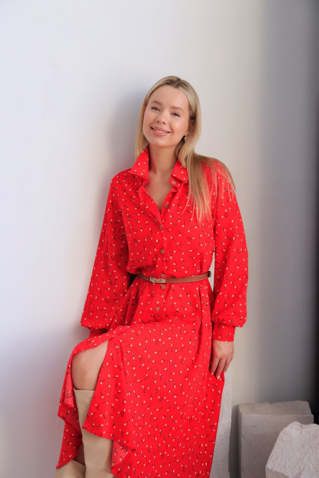 Martichelli Платье-рубашка красное  фото 9