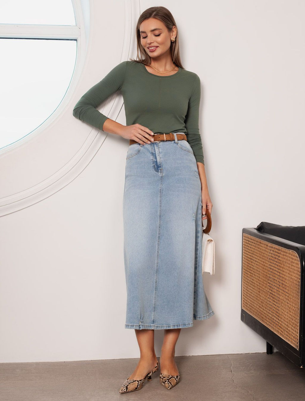 Лонгслив из премиального хлопка с эластаном