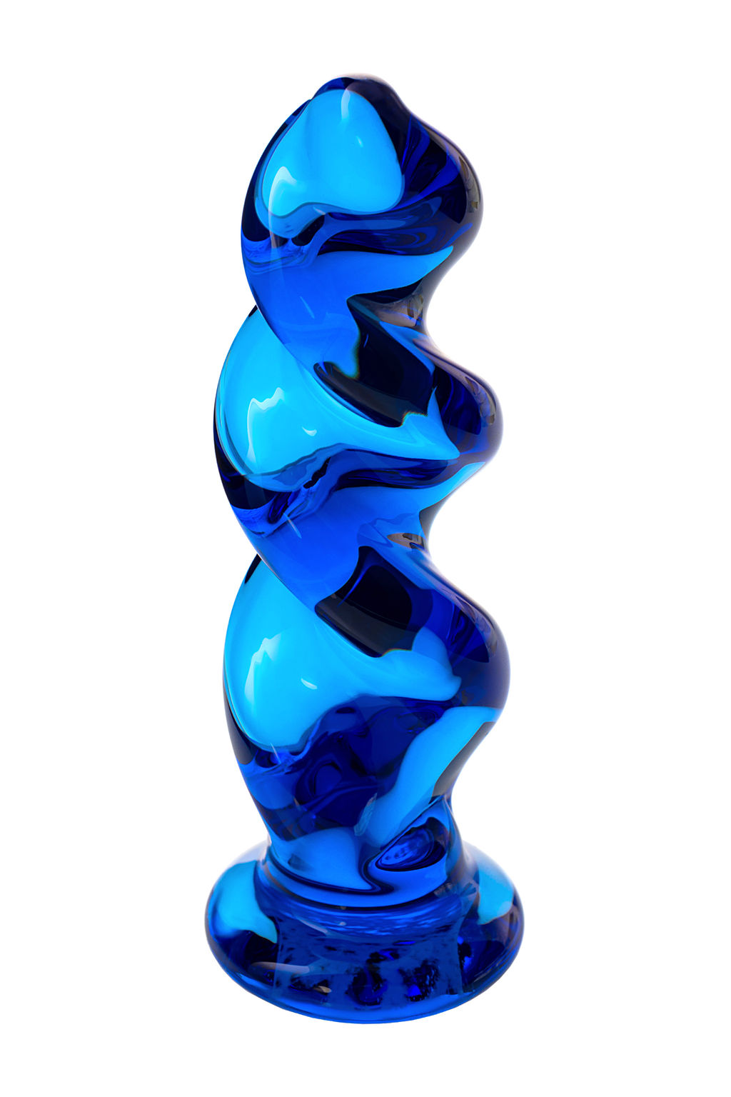 Анальная втулка Sexus Glass, стекло, синяя, 12 см, 3,5 см  фото 3