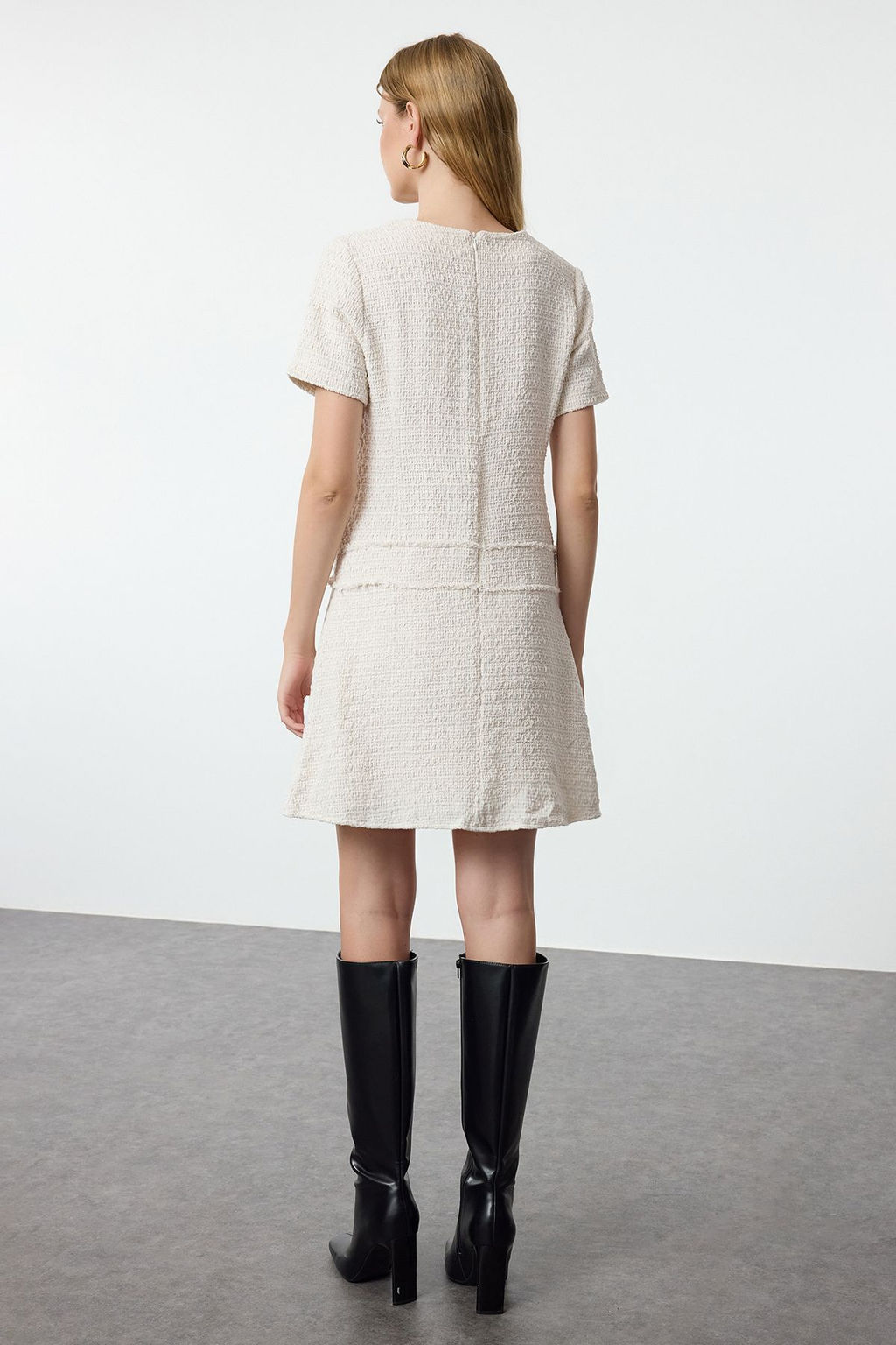 TRENDYOLMILLA Lacivert A Kesim Dugme Detayl? Mini Tuvit Dokuma Elbise TWOAW25EL00168  фото 10