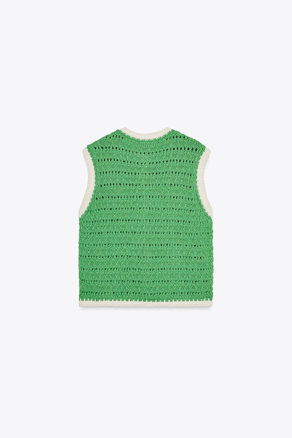 OVERSIZED BUTTON KNITTED WAISTCOAT TOP - Zara фото 10