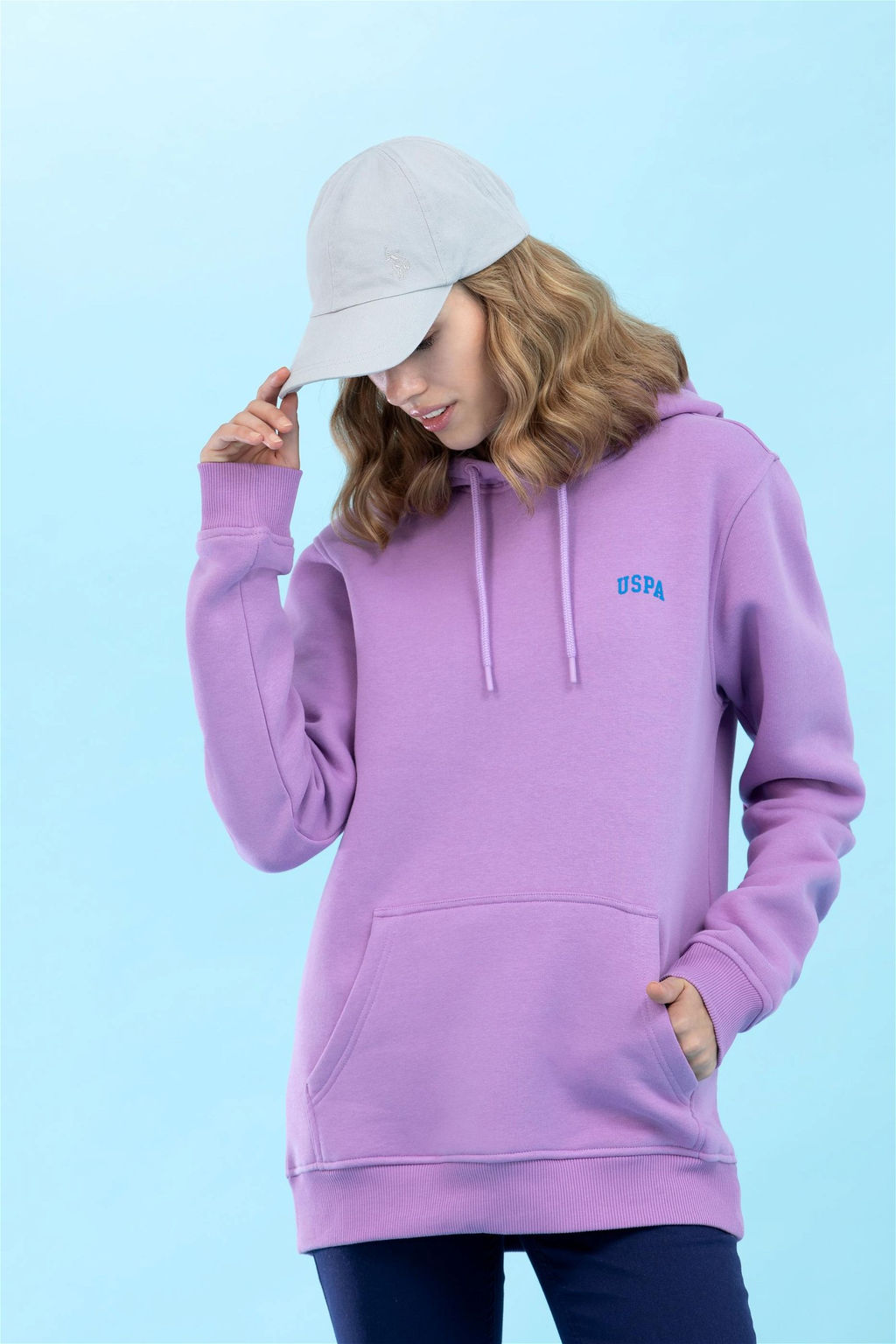 Сиреневый базовый свитшот с капюшоном (унисекс) - U.s. polo assn фото 5