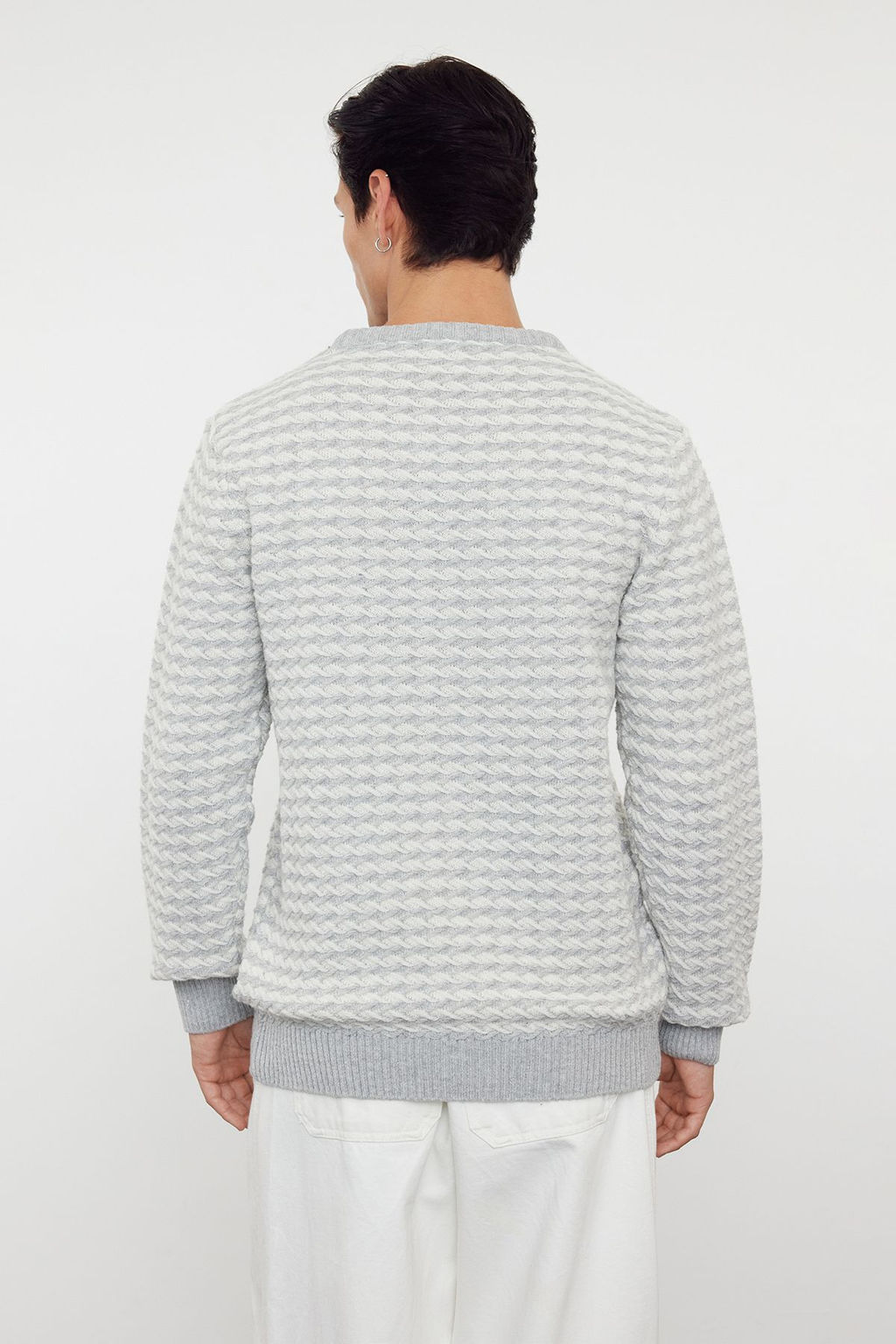 Siyah Slim Dar Kesim Bisiklet Yaka Dokulu Triko Kazak TMNAW25KZ00020 - Trendyolmilla фото 12