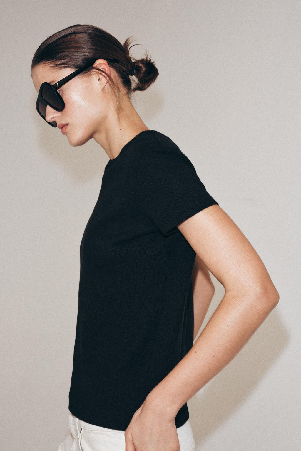 CAMISETA CON LINO MANGA CORTA / Carb?n - Zara фото 3