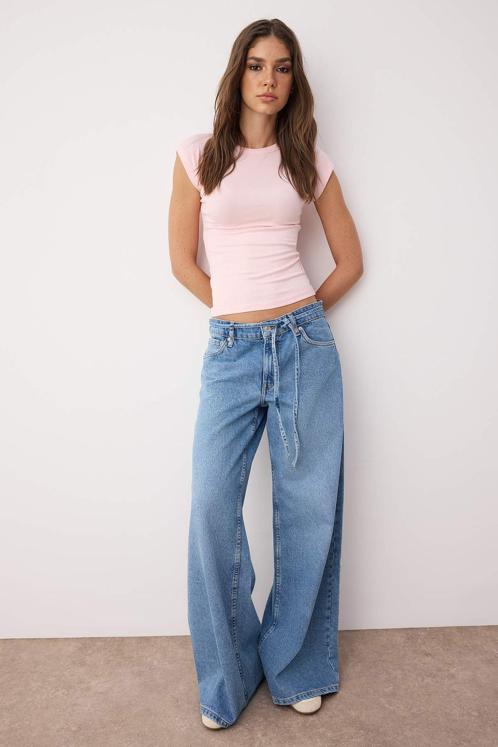 Ac?k Pembe Premium Viskoz/Yumusak Kumas Fitted/Vucuda Oturan Ay Kol Esnek Orme Bluz TWOSS23BZ00992