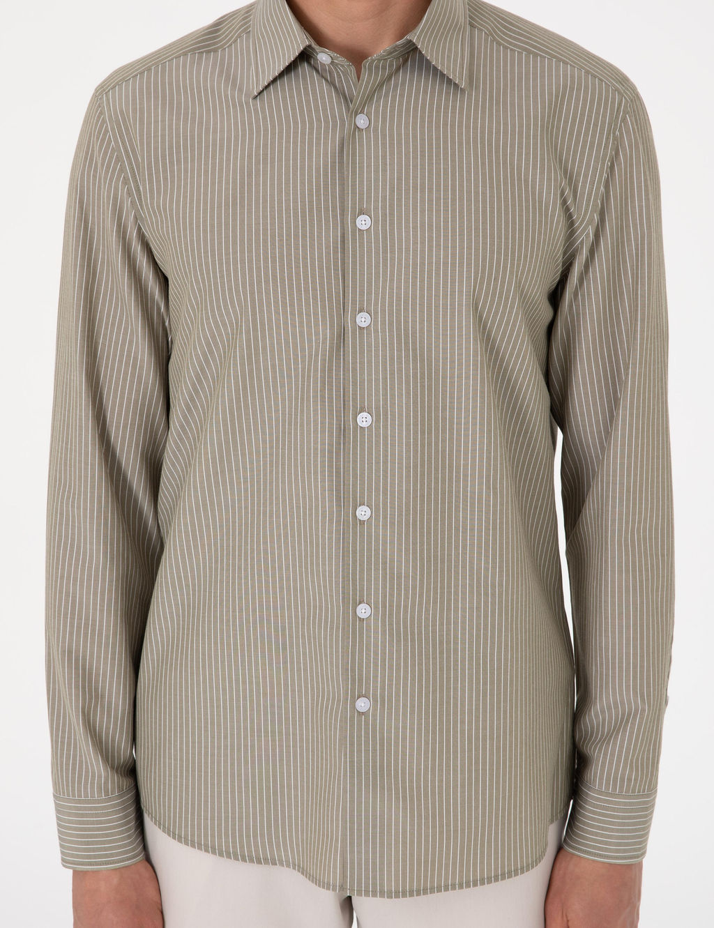 Haki Slim Fit _izgili Uzun Kollu G_mlek - Pierre cardin фото 6