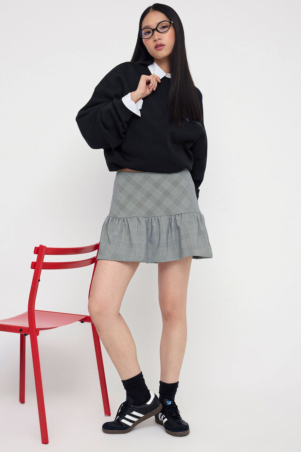 Teen Gri Ekoseli Balon Kal?p Sort Etek Sort & Bermuda TWOAW26SR00013 - Trendyolmilla фото 2