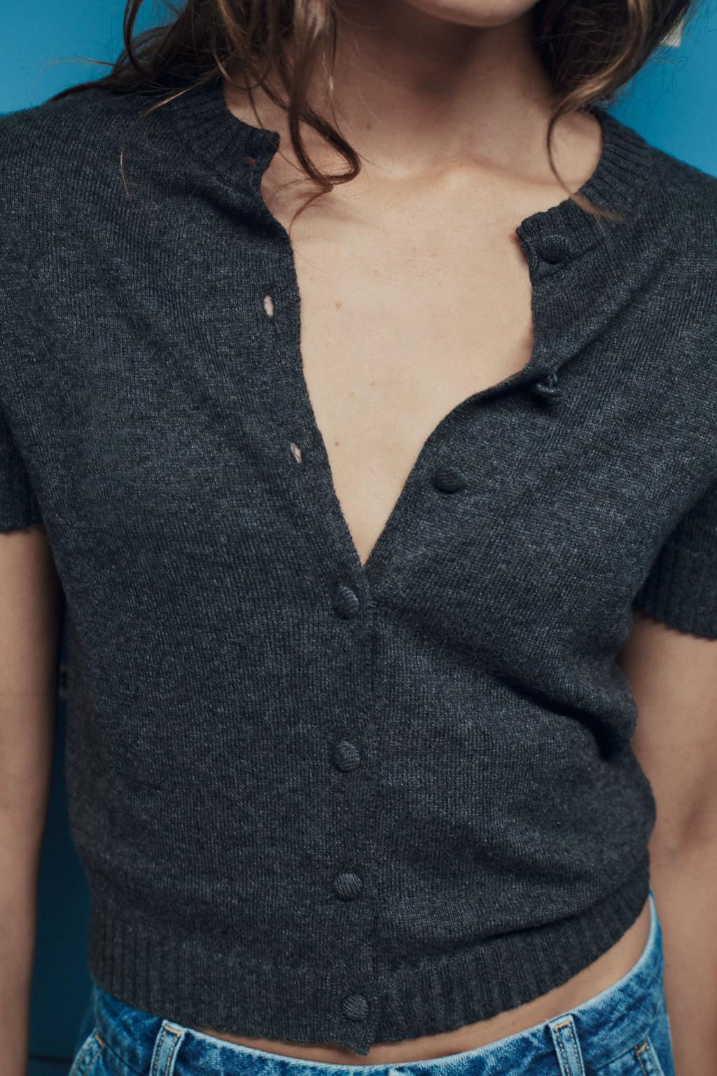 BASIC PLAIN SHORT SLEEVE KNIT CARDIGAN - Zara фото 8