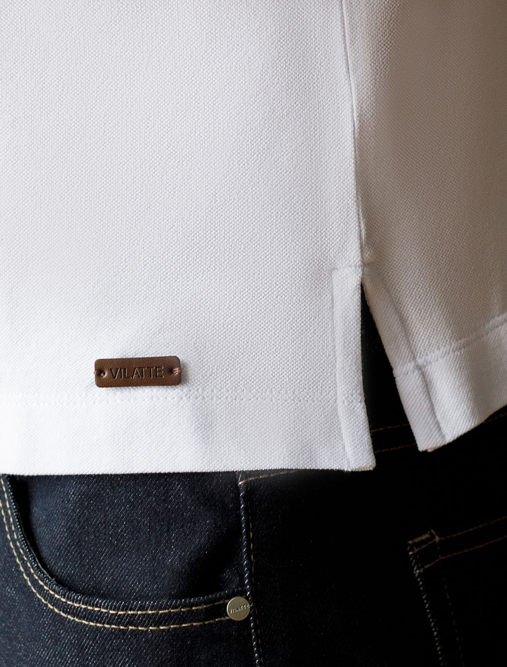 VILATTE / Поло из фактурного хлопка с эластаном  фото 3