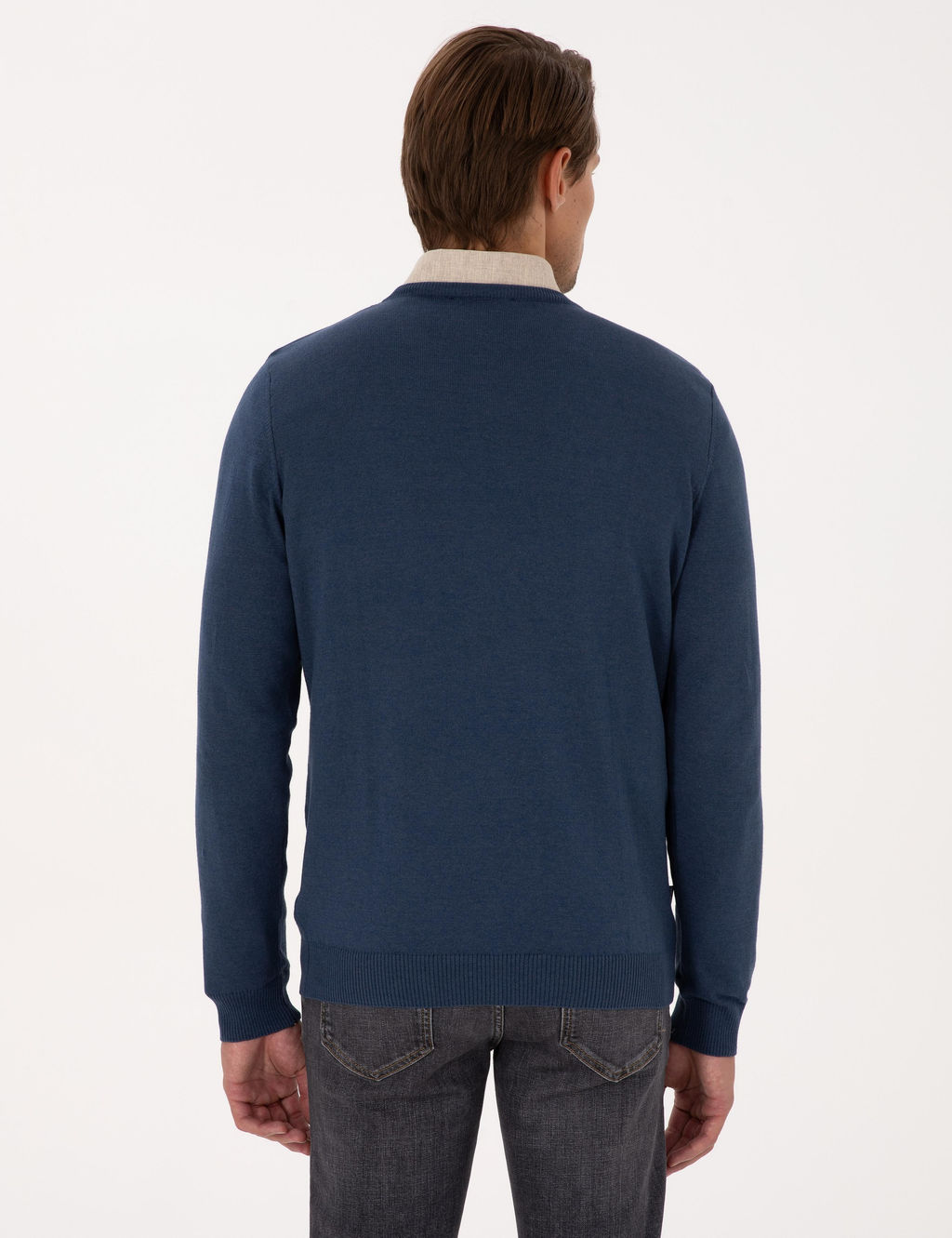 _ndigo Melanj Slim Fit V Yaka Basic Triko Kazak - Pierre cardin фото 5